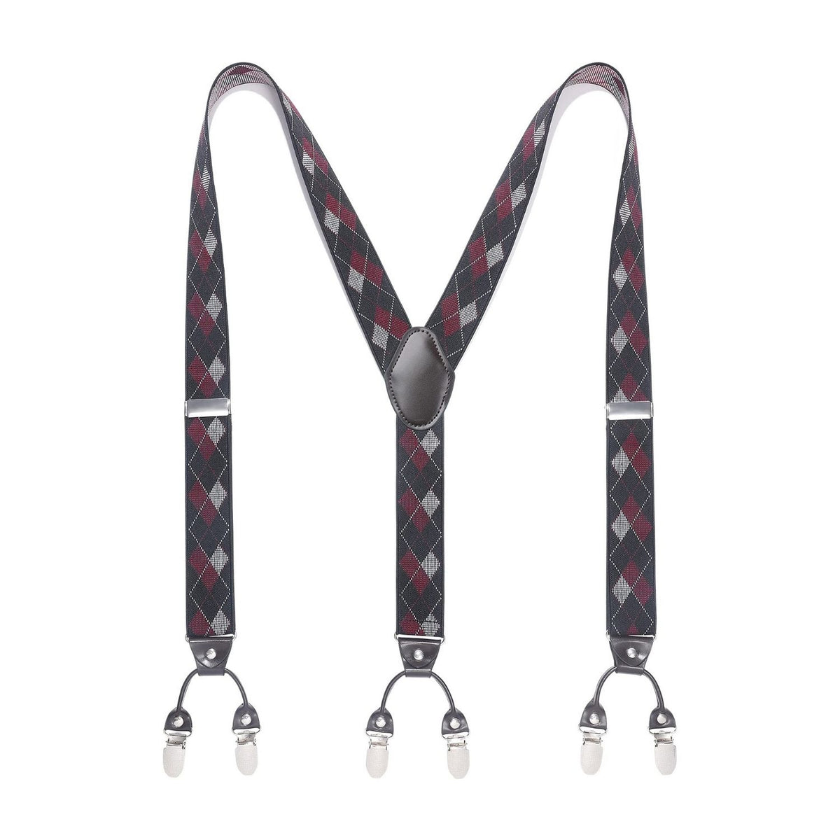 Y-shaped Adjustable Suspender with 6 Clips - 11 BLUE/GREY