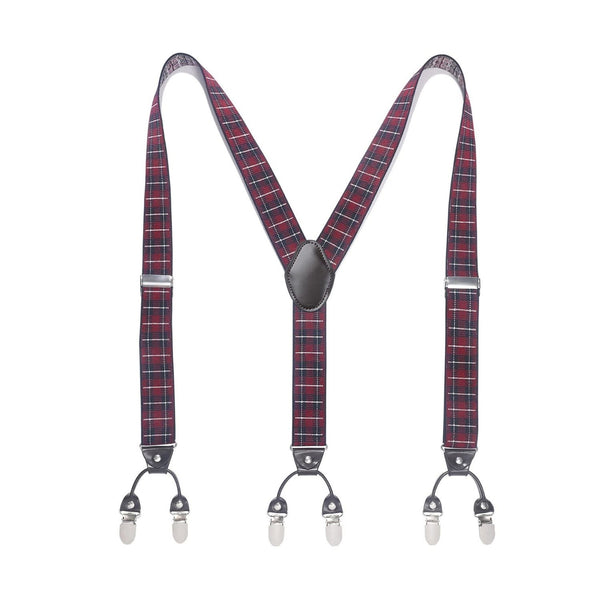 Y-shaped Adjustable Suspender with 6 Clips - 012 RED