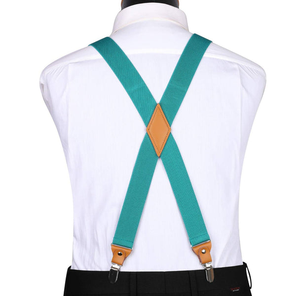 1.4 inch Adjustable Suspender with 4 Clips - B4-AQUA