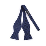 Plaid Suspender Bow Tie Handkerchief - NAVY BLUE-CHECK