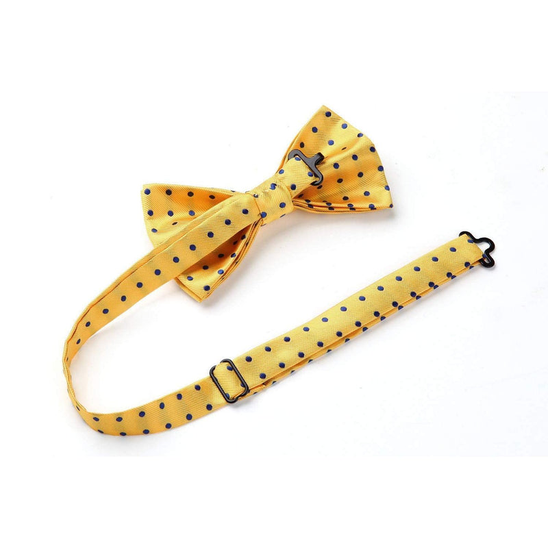 Plaid Suspender Pre-Tied Bow Tie Handkerchief - C3-YELLOW