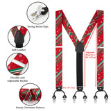 Hisdern Christmas Suspenders Pre-Tied Bow Tie Set Red Holiday Outfit