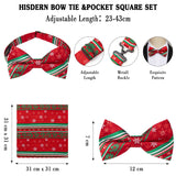Hisdern Christmas Suspenders Pre-Tied Bow Tie Set Red Holiday Outfit