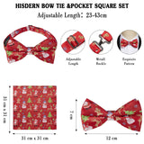 Christmas Suspender Pre-Tied Bow Tie Handkerchief - 04-RED/GREEN/ORANGE