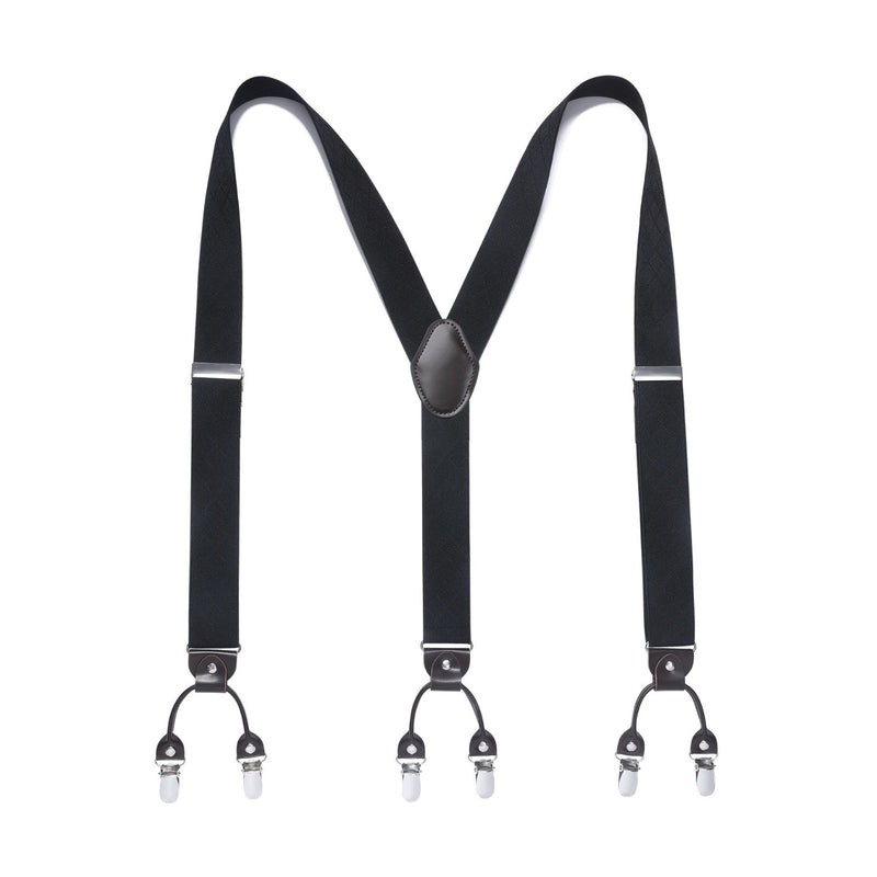 Y-shaped Adjustable Suspender with 6 Clips - 04 BLACK