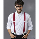 Y-shaped Adjustable Suspender with 4 Clips - 15 RED