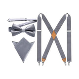 X-shaped Adjustable Suspender with 4 Clips - GREY
