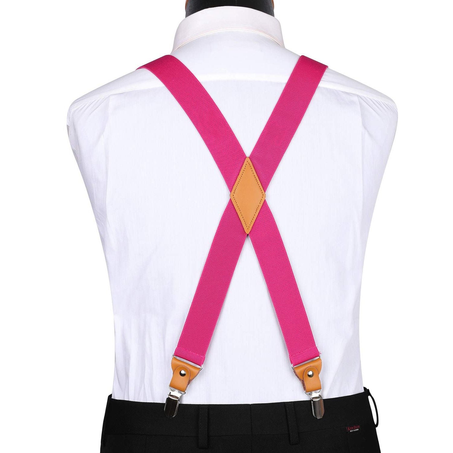 1.4 inch Adjustable Suspender with 4 Clips - A8-HOT PINK