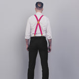 X-shaped Adjustable Suspender with 4 Clips - A-HOT PINK