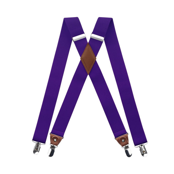 1.4 inch Adjustable Suspender with 4 Clips - B1-PURPLE