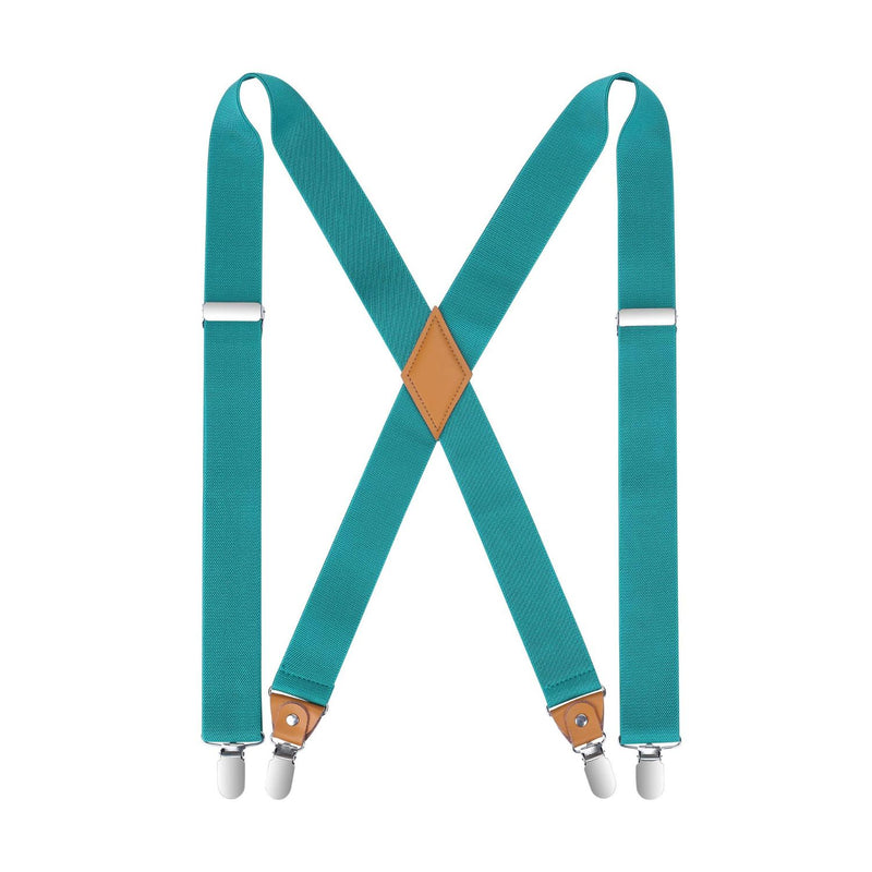 X-shaped Adjustable Suspender with 4 Clips -  AQUA