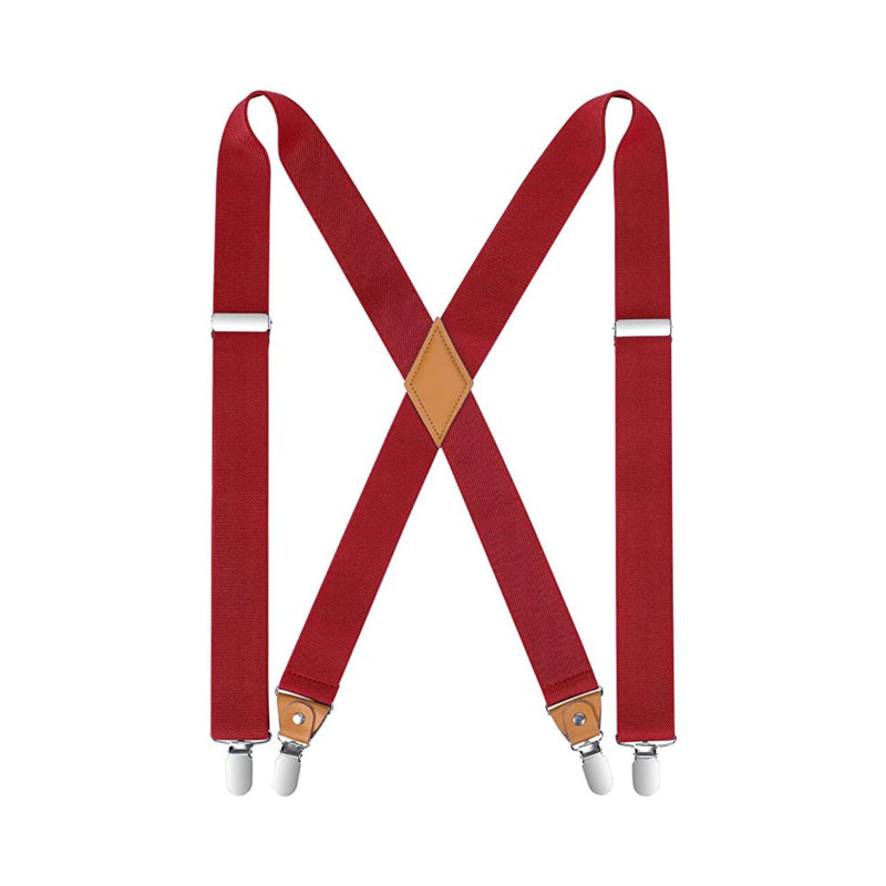 1.4 inch Adjustable Suspender with 4 Clips - A6-RED