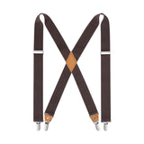 X-shaped Adjustable Suspender with 4 Clips - BROWN