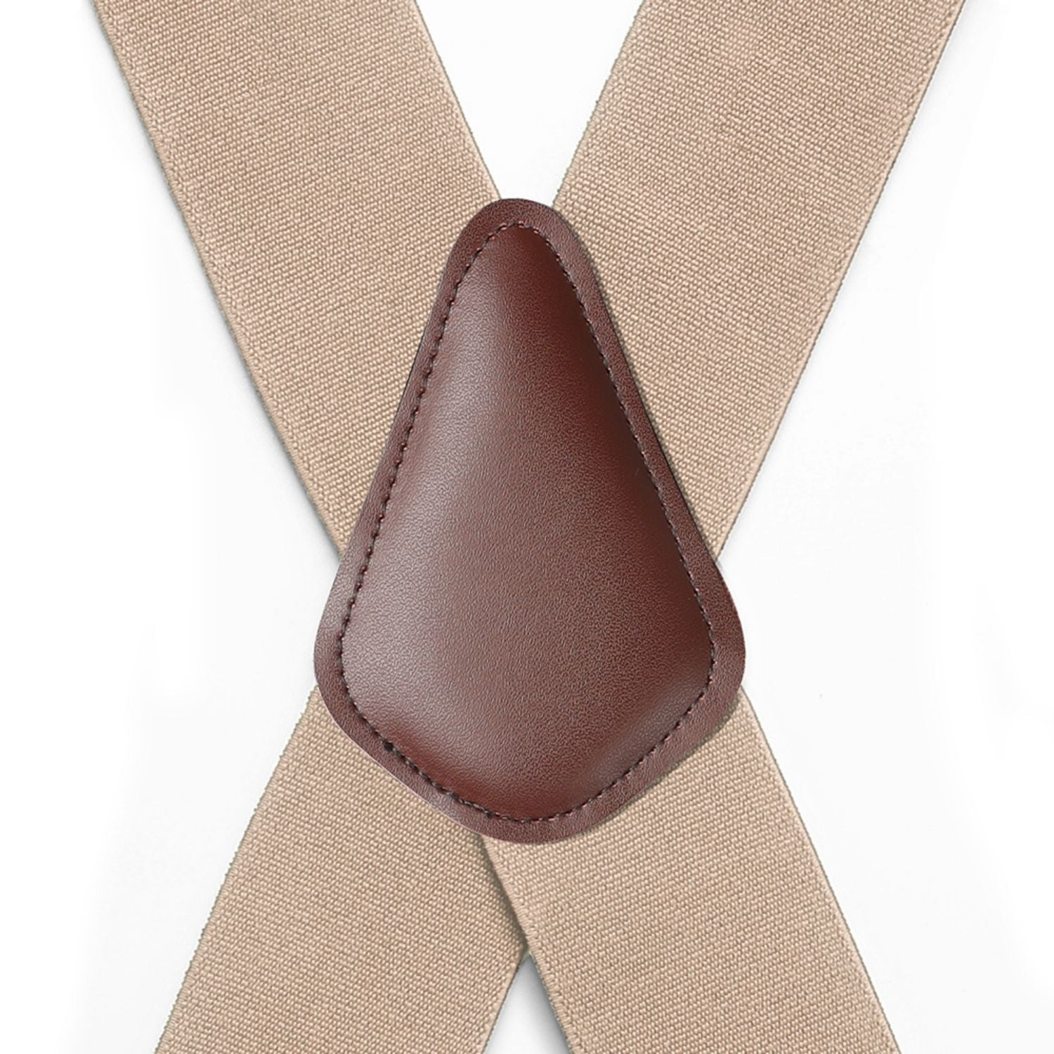 Hisdern 2 Inch Adjustable Suspender Khaki with 4-Clip for Formal Pants