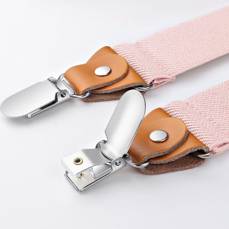 1.4 inch Adjustable Suspender with 4 Clips - 19 PINK