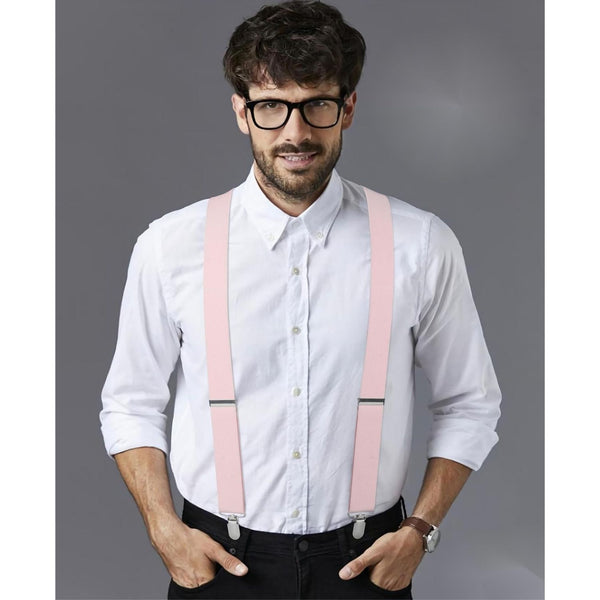 1.4 inch Adjustable Suspender with 4 Clips - 19 PINK