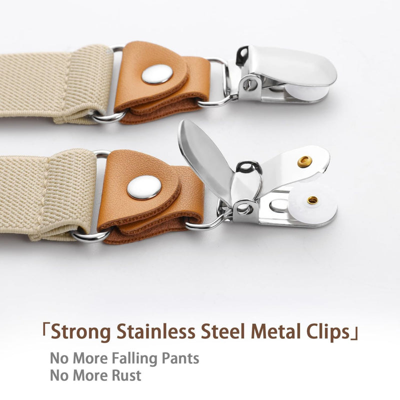 1.0 inch Adjustable Suspender with 4 Clips - BEIGE
