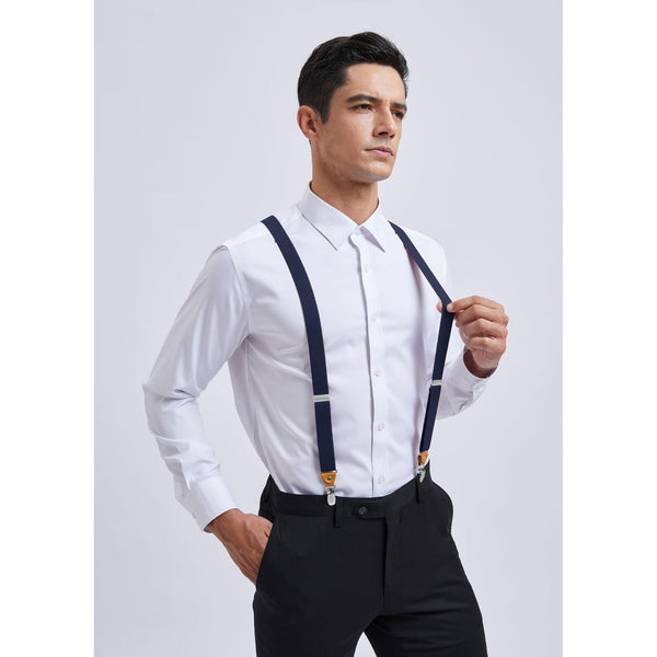 1.0 inch Adjustable Suspender with 4 Clips - NAVY BLUE