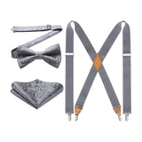 X-shaped Adjustable Suspender with 4 Clips - GRAY-1