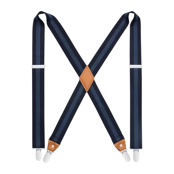 1.4 inch Adjustable Suspender with 4 Clips - 16 NAVY BLUE
