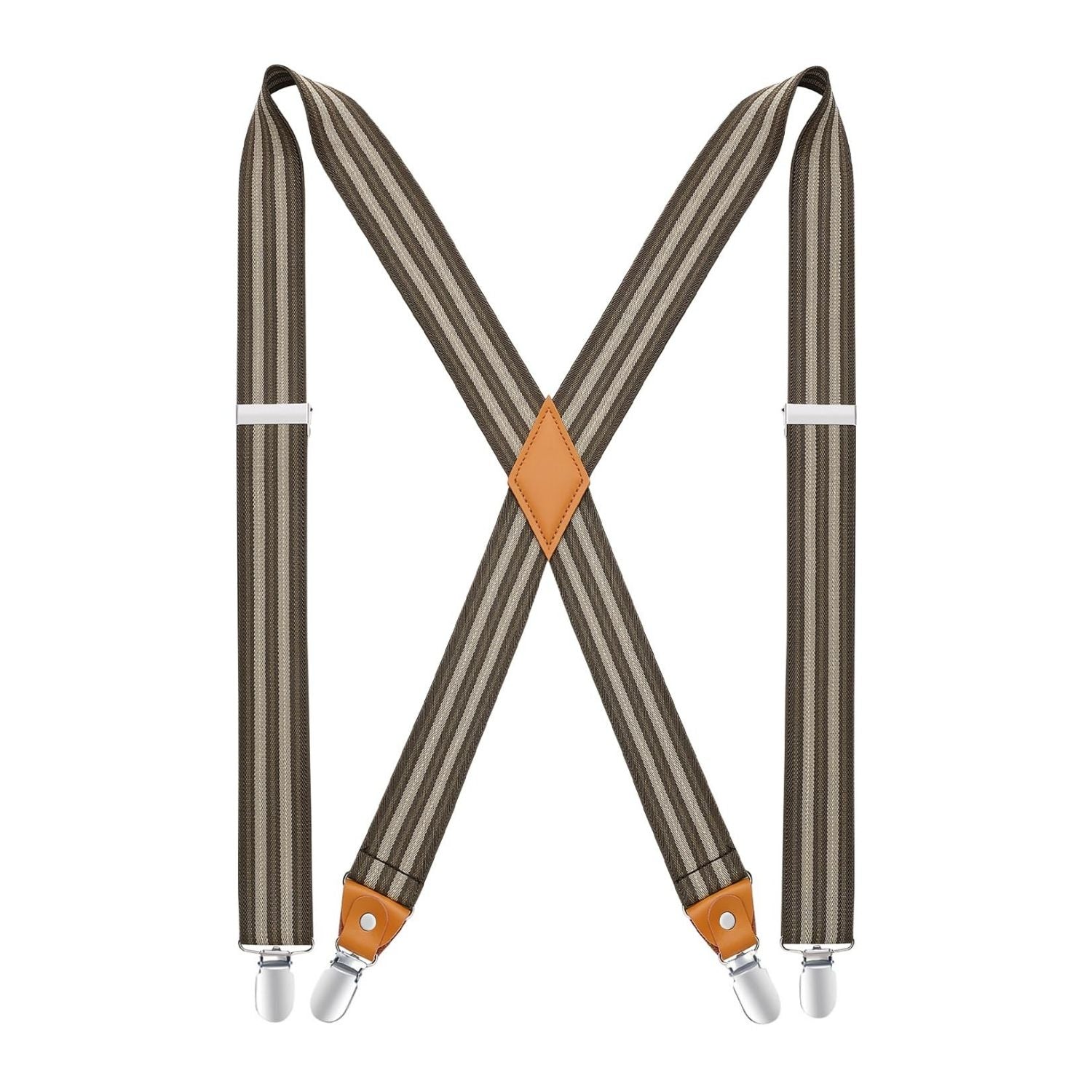 1.4 inch Adjustable Suspender with 4 Clips - 17 BROWN – Hisdern