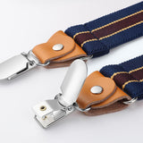 1.4 inch Adjustable Suspender with 4 Clips - 18 NAVY BLUE/RED