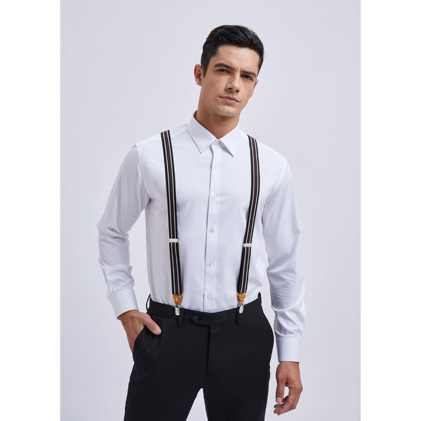1.0 inch Adjustable Suspender with 4 Clips - BLACK/WHITE