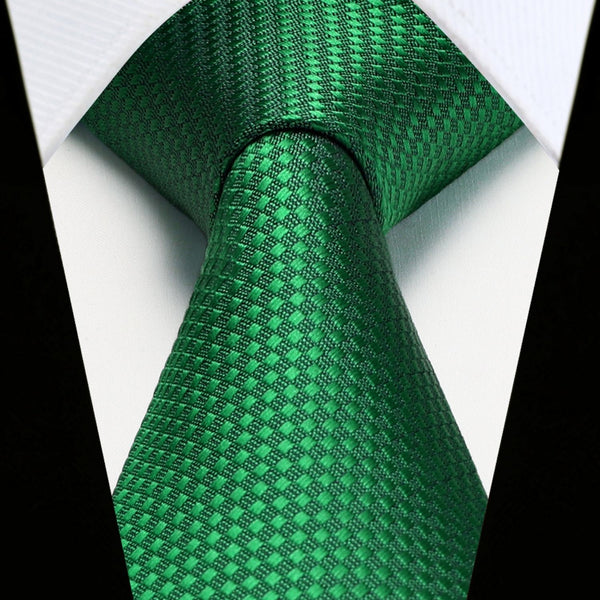 Men's Plaid Tie Handkerchief Set - B-GREEN 2