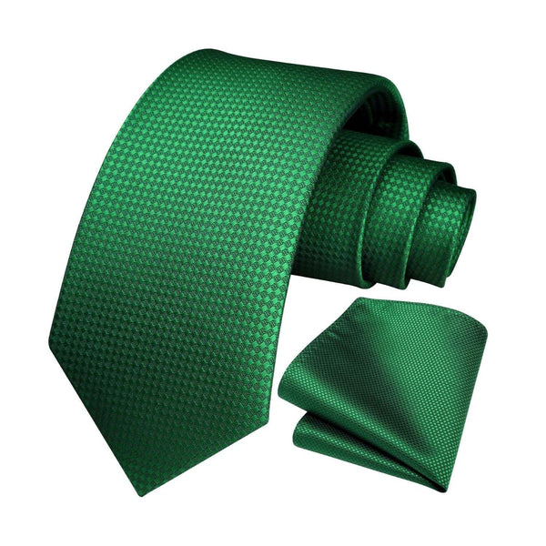 Men's Plaid Tie Handkerchief Set - B-GREEN 2