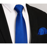 Men's Plaid Tie Handkerchief Set -  A-16 ROYAL BLUE