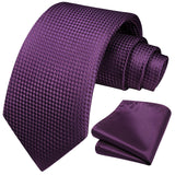 Houndstooth Tie Handkerchief Set - DARK PURPLE 