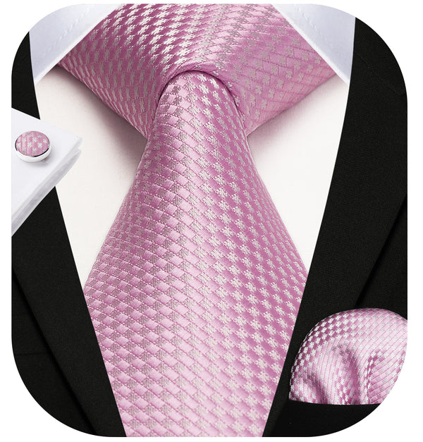 Houndstooth Tie Handkerchief Cufflinks - 03-PURPLE 