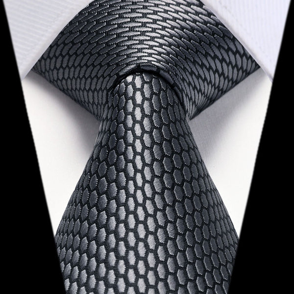 Men's Plaid Tie Handkerchief Set -  A-GRAY