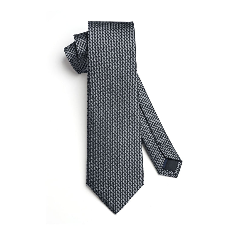 Men's Plaid Tie Handkerchief Set -  A-GRAY