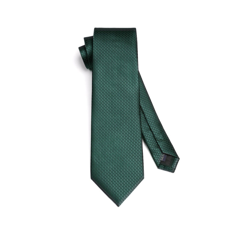 Men's Plaid Tie Handkerchief Set - 01-GREEN