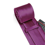 Men's Plaid Tie Handkerchief Set - A-FUSCHIA PINK