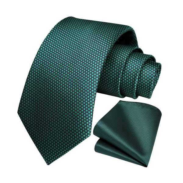 Men's Plaid Tie Handkerchief Set - 01-TEAL