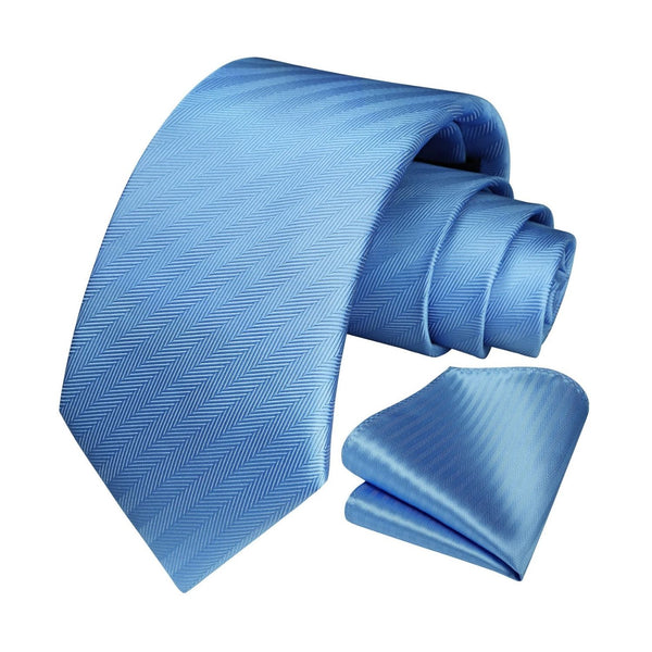 Stripe Tie Handkerchief Set - 01-BLUE1