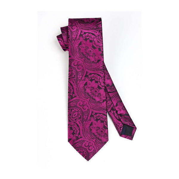 Paisley Tie Handkerchief Set - HOT PINK