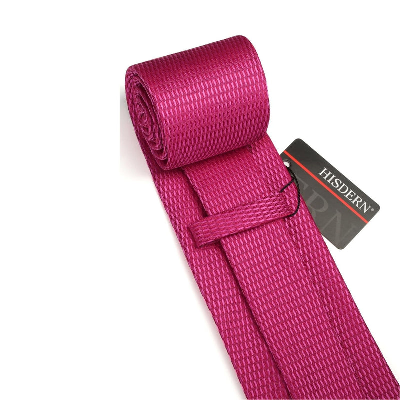 Men's Plaid Tie Handkerchief Set - 01-HOT PINK