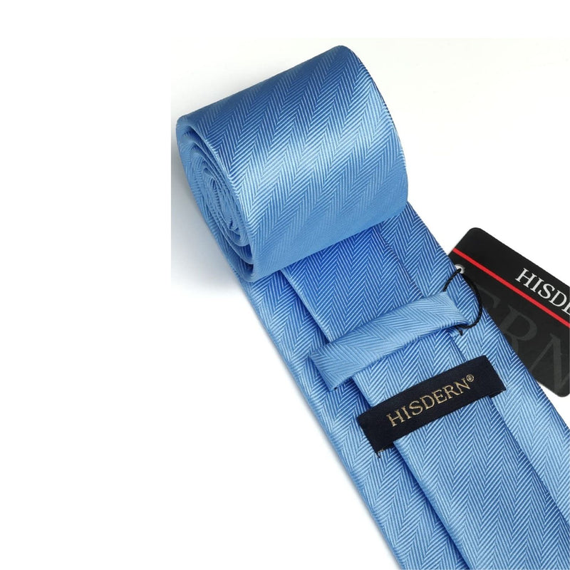 Stripe Tie Handkerchief Set - 01-BLUE1