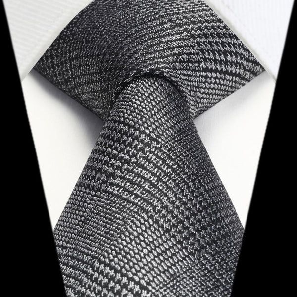 Plaid Tie Handkerchief Set - GREY