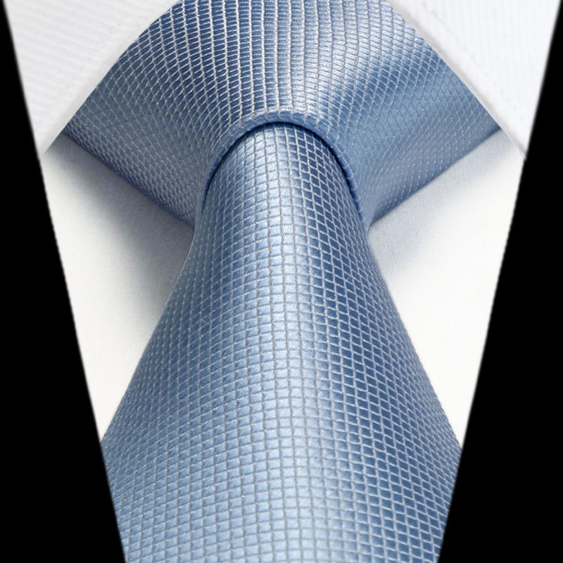 Men's Plaid Tie Handkerchief Set - D-LIGHT BLUE