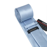 Men's Plaid Tie Handkerchief Set - D-LIGHT BLUE