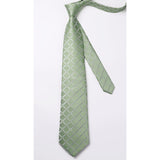 Men's Plaid Tie Handkerchief Set - A6-SAGE GREEN