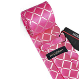 Plaid Tie Handkerchief Set - PINK