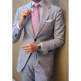 Men's Plaid Tie Handkerchief Set - A7-PINK PALE