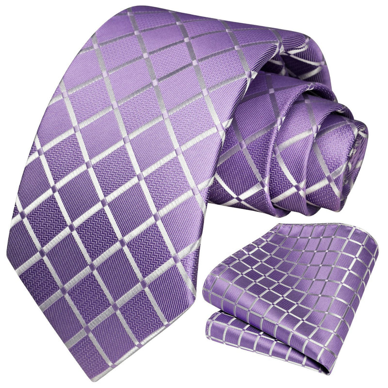 Plaid Tie Handkerchief Set - MAVUE