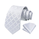 Plaid Tie Handkerchief Set - WHITE