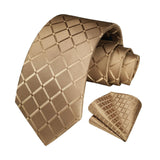 Men's Plaid Tie Handkerchief Set - A9-BRONZE